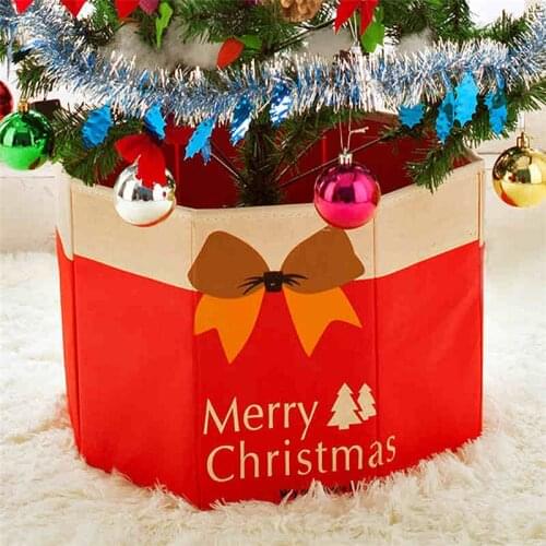 Non-woven Storage Box Durable Christmas Tree Skirt Box Folding Snowmen Base Box Xmas Tree Foot Cover Xmas Decor Multifunctional