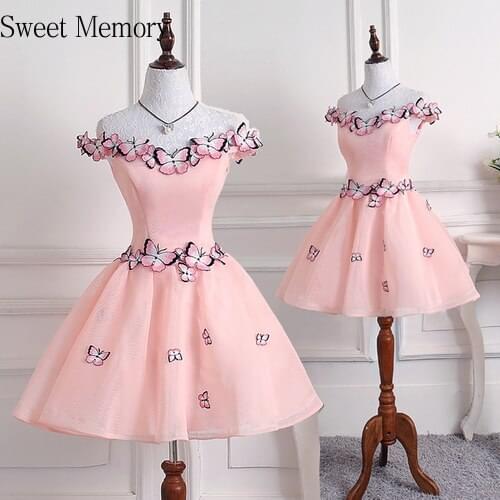 Sweet Memory Woman Graduation Dress Butterfly Light Blue Pink Purple Short Bridesmaid Dresses Ball Gown Birthday Robe De Soiree