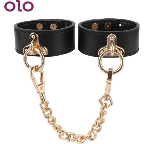 OLO Adult Game Sex Toys For Couple Men Women Genuine Leather Erotic Sex Accessories Sex Kits Bondage Set Handcuffs Whip Collar