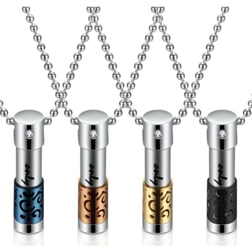 Stainless Steel Colorful Cylinder Cremation Urn Pendant Necklace Ash Human Urn Jewelry Gift with Filling Kit