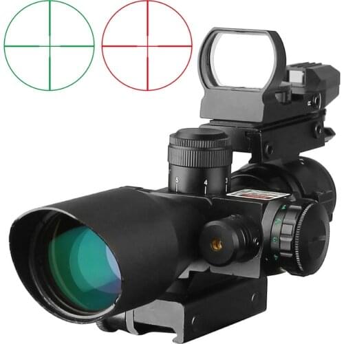 New 2.5-10x44 Optical Sight with Laser Riflescope Optics Rifle Sight Hunting Optical Scope Red Dot Hunter Gun Accessory