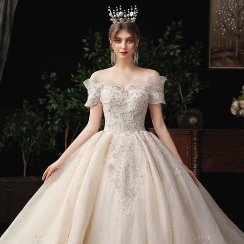 Ever Pretty Dress Sequined Lace Temperament Wedding Dress Off Shoulder Dress Sexy Dress For Pregnant Long Tail Female Plus Size