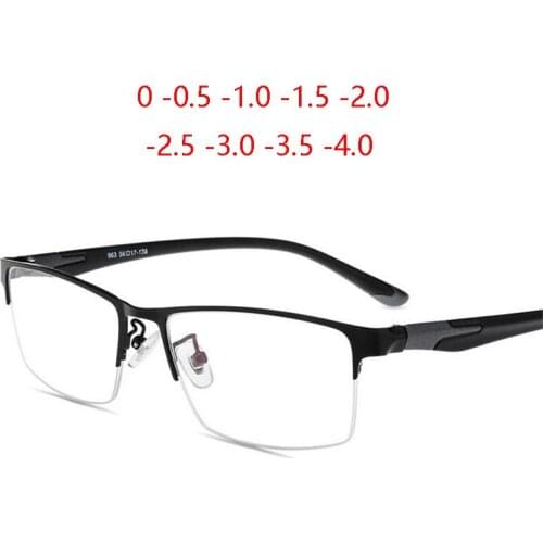 Half Frame Clear Mirror Optic Glasses Men Student Square 1.56 Aspherical Lens Prescription Spectacle Women 0 -0.5 -0.75 To -6.0