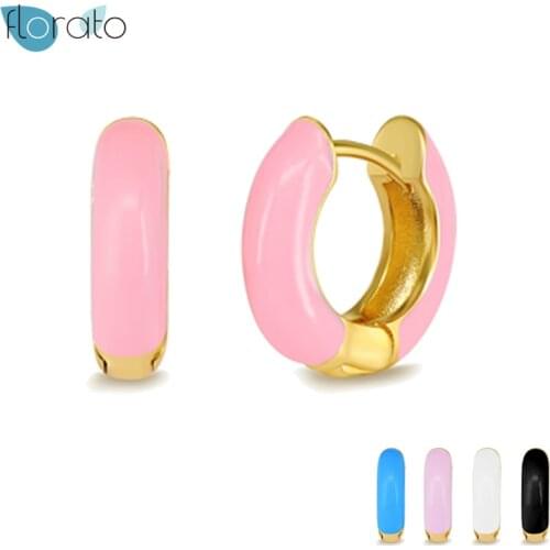 925 Silver Ear Buckle colorful Enamel Hoops 9mm Thick Circle Huggies Rock Punk Party Luxury Fashion Jewelry For Women Piercing