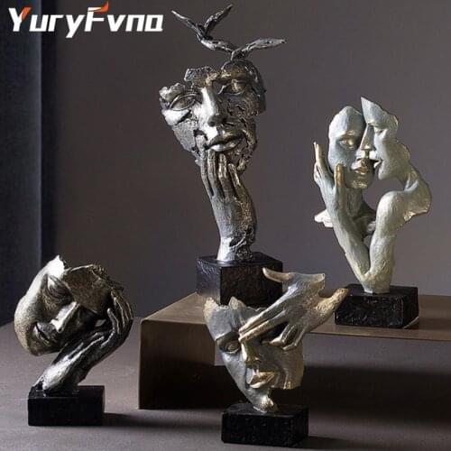 YuryFvna Lovers Sculpture Abstract Romantic Couple Statues Modern Creative Figurines Handmade Ornaments Home Decor Gifts