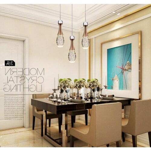 Modern Romantic Dinner Room Led Bubble Crystal Pendant Light Crystal Lamp Cafe Bar Hanging Lamp 3 Heads Light luminaire suspendu