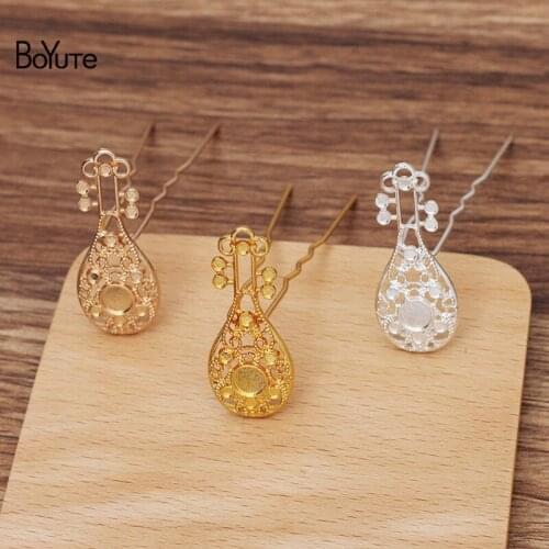 BoYuTe (20 Pieces/Lot) 18*43MM Alloy Lute Hairpin Materials Diy Handmade Bridal Hair Jewelry Accessories