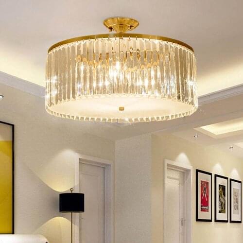 Bedroom lamp ceiling lamp light luxury crystal lamp simple modern round room light home garden porch home lamp LED fixture