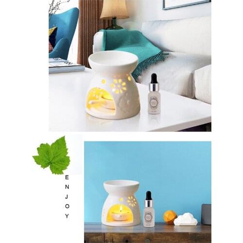 Nordic Home And Table Decoration White Ceramic Aromatherapy Essential Oil Burner Aroma Lamp Diffuser Ceramic Oil Burner