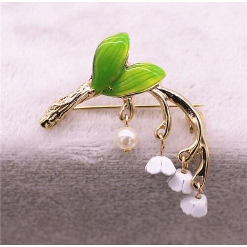 Japanese Fashion Jewelry New Green Sweet Brooch Drop Glaze Brooch Sen Lily Brooch Ladies Jewelry Gifts Fresh and Lovely Women