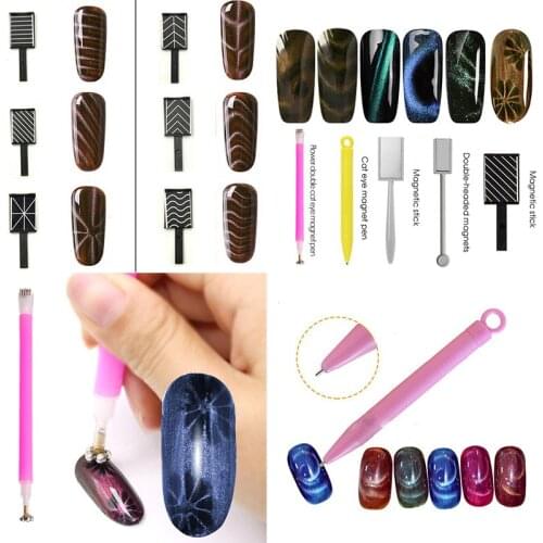 Yinikiz 3D Magical Strong Magnet Cat Eye Pink Flower Magnetic Pen Stick Cat Eye Nail Gel Polish Tools