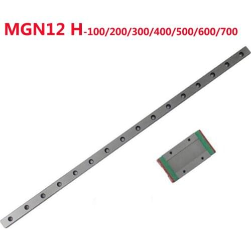 1PC MGN12 Linear Rail Guide Width 12mm Length 100 200 300 400 500 600 700 mm with 1PC Linear Block MGN12H