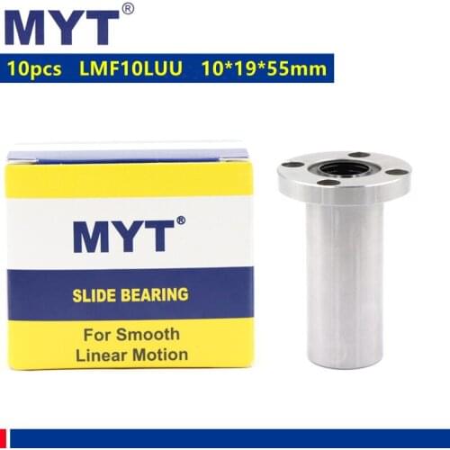 10pcs MYT high precision LMF10LUU long type round flange linear motion bearing for 10mm CNC Router 3D printer parts 10*19*55 mm