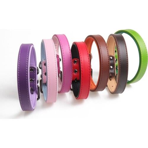 15PCS / LOT Premium Leather Pet Collar Soft Double Leather Dog Collar Personalized Adjustable Pet Dog Cat Collar