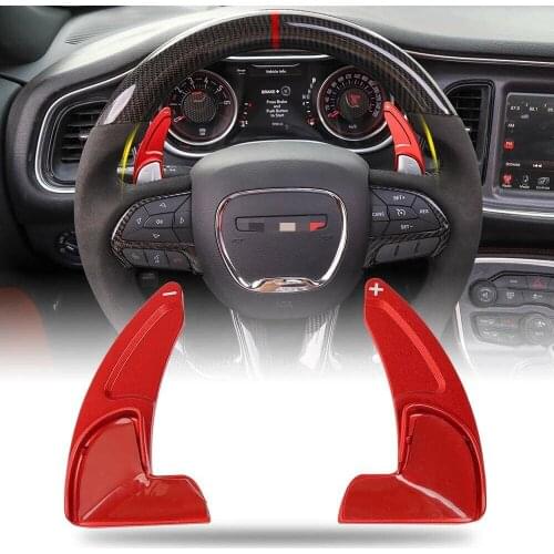 2PCS For Dodge Challenger Charger 2015-2020 Red Steering Wheel Shifter Paddle Cover Trim Stylish Car Accessory
