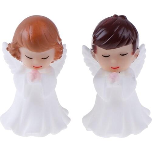 2Pcs Angels Figurines Miniature Well Workmanship Odorless Sculpture Ornament Decoration For Desktop Car Garden Cake