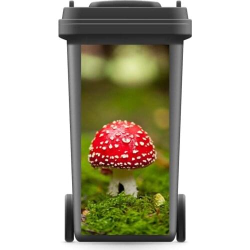 3D Rubbish Bin Sticker Cartoon Mustroom Wallpaper mural Wall Print Decal Removable Wall Mural Photo self adhesive Gift