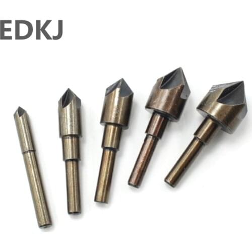 5pcs/set 82 degrees five-sided chamfered five-edged handle rewind tapered stud nozzle to burr high-speed steel drill