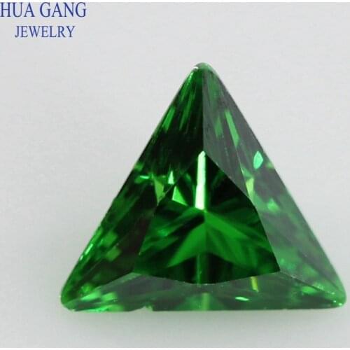 5A Green Triangle Shape Cubic Zirconia Brilliant Cut Loose CZ Stone Synthetic Gems Beads For Jewelry Size 3x3-10x10mm