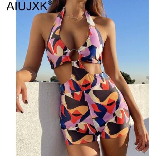 AIUJXK Halter Monokini 2021 Swimwear Sexy One Piece Swimsuit Women Beachwear Bodysuit Bikinis Woman Swim Wear Bathing Suit