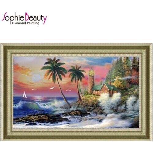 DIY Diamond Painting by Ocean Beach Villa Craft accessories mosaic Cross stitch to draw needlework diamond embroidery Mosaic