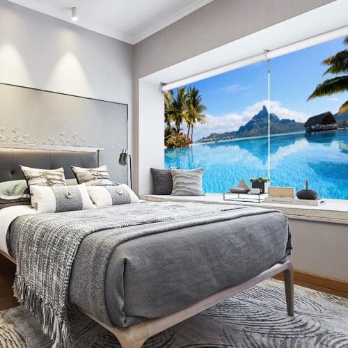 Tipiace Hd Digital Printing Ocean Scenery Series Half Shade Full Shade Custom Made Roller Blinds for Living Room Bedroom