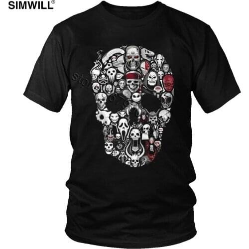 Fashion Brand Horror Skull T Shirt Men Cotton Halloween Skull Collection T-shirt Summer Tee Tops Short Sleeved Dead Evil T-Shirt