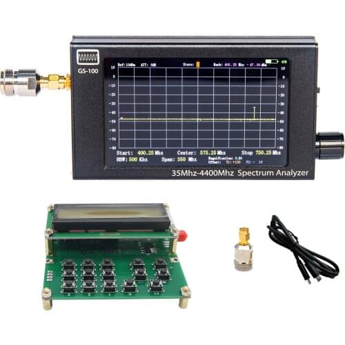 GS-100 35MHz-4400MHz Mini Handheld Spectrum Analyzer with 4.3" LCD + RF Signal Generator Signal Source
