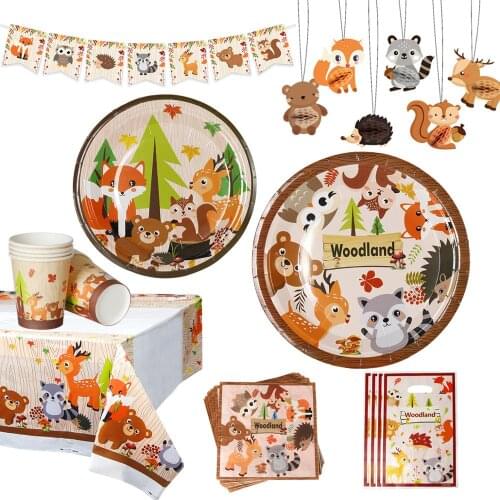 Huiran Woodland Animals Party Jungle Safari Birthday Party Decor Woodland Creatures Jungle Animal Forest Bithday Party Supplies