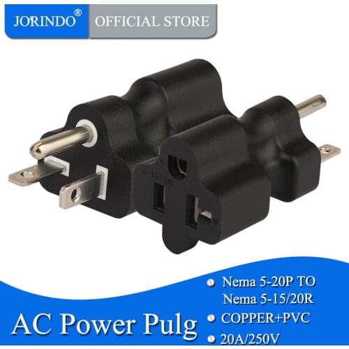 JORINDO 5-20P TO 5-20R, Nema 5-20P Male to Nema 5-15/20R Female AC Adapter,20 Amp T-Blade Male Plug to 15A/20A,5-20P TO 5-15R