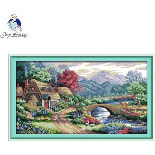 Joy Sunday Farm Scene Counted Print On Canvas 11CT 14CT Chinese Cross Stitch Embroidery Kit Needlework Sets Cross Stitch Pattern