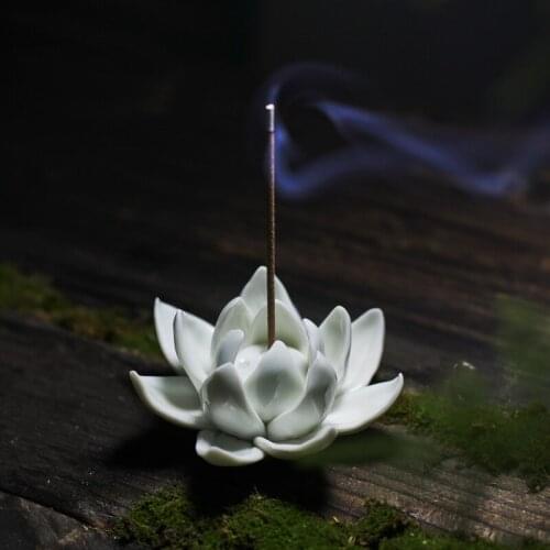 Ceramics Burner Lotus Incense Living Room Zen Decor Fragrance Smoke Fountain Lotus Incense Wierook Houder Home Decor DB60XX