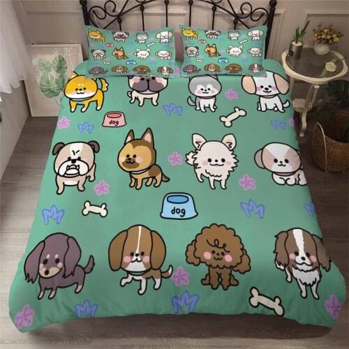 HELENGILI 3D Bedding Set Cartoon Dog Print Duvet Cover Set Bedclothes with Pillowcase Bed Set Home Textiles #YC-68