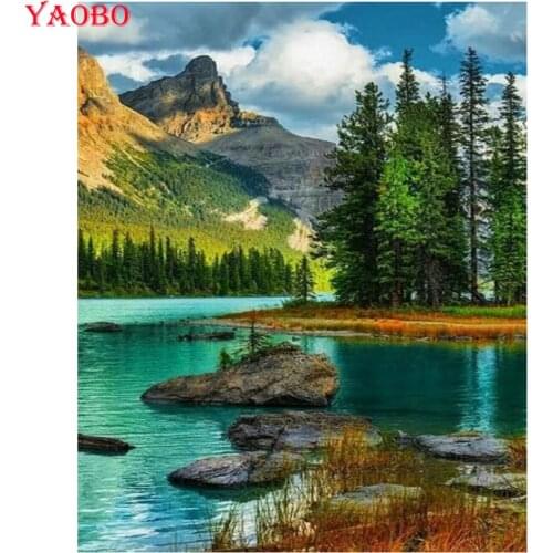 Square diamond 5D DIY diamond embroidery Mountain Lake landscape diamond painting Cross Stitch mosaic Rhinestone painings