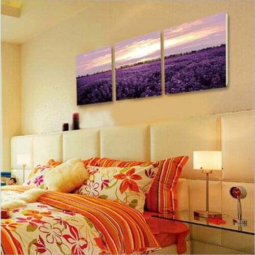Lavender fields painting by numbers wall pictures for living room vintage home decor wall art Triptych canvas oil painting H507