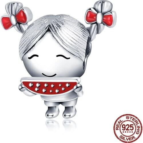 Little Girl With Double Ponytails Fit Original 3mm Bracelet&Bangle 925 Sterling Silver Making Fashion DIY Jewelry For Women