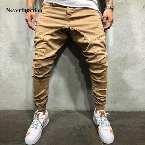 2019 Men New Elastic waist Drawstring Hip hop Casual Harem Cargo Pants hip hop Streetwear Harajuku Joggers Sweatpants Trousers