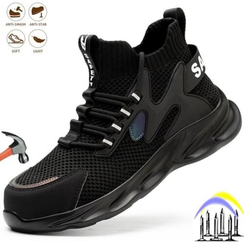 Steel Toe Cap Mens Safety Work Shoes Breathable Anti-smash Puncture-Proof Boots Comfort Light Breathable Non-slip Sneakers