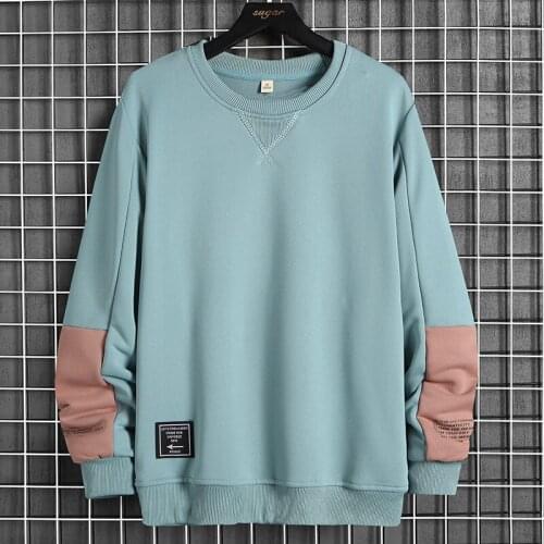 Men sweatshirt Side Sleeve Striped Men Fashion Clothing Tops Autumn Slim Fit Crewneck Long Sleeve Shirt Men Pullovers Colorblock