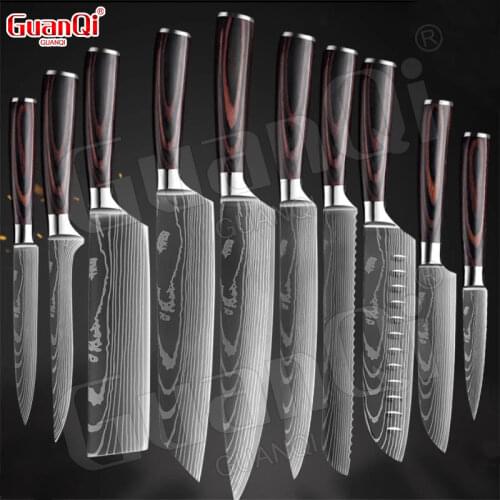 Kitchen Knives set Damascus Pattern Kitchen Chef knife High Carbon Stainless Steel Santoku knife Sharp Cleaver Slicing Knife