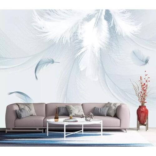 Custom mural wallpaper 3D feather Nordic style bedroom living room background wall