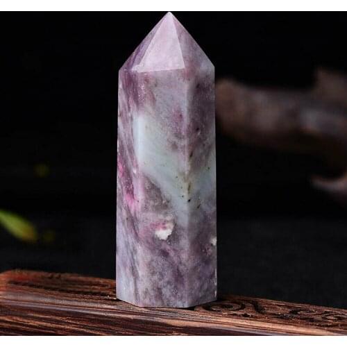 Natural Crystal Point Healing Obelisk Pink Quartz Tower Specimen Reiki Healing Tourmaline Tower Treatment Stone Home Decoration
