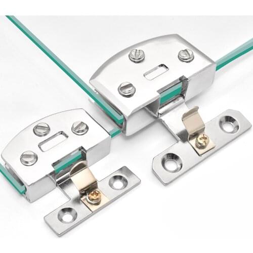 Stainless Steel Glass Door Hinge Without holes Frameless Glass Accessories Without Opening Glass Door Fixing Clip Bilateral Clip