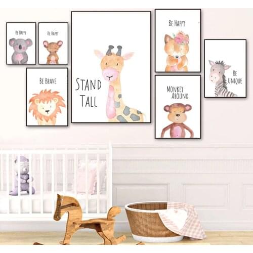 Nordic Woodland Animal Lion Elephant Children Decoration Baby Room Nursery Art Poster Childrens Room Home Decoration