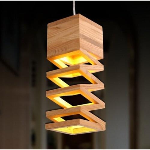 Simple Modern Wood Art Droplight LED Pendant Light Fixtures For Dining Room Hanging Lamp Indoor Lighting Lamparas Colgantes
