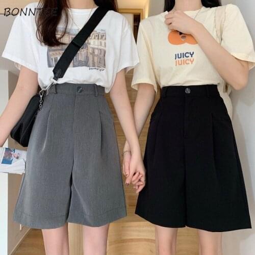 Shorts Women Fashion High Waist Casual College Teens Loose Pockets 2021 Summer Office Lady All-match Harajuku Preppy Streetwear