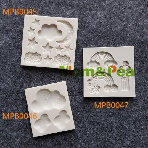 Mom&Pea MPB0045-7 Moon Star Cloud Rainbow Shaped Silicone Mold Cake Decoration Fondant Cake 3D Mold Food Grade