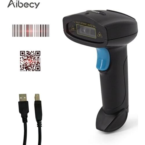 Aibecy 1D 2D Barcode Scanner Handheld USB Wirelss Bar Code Reader Manual Trigger/Auto Continuous Scanning Support Paper Code