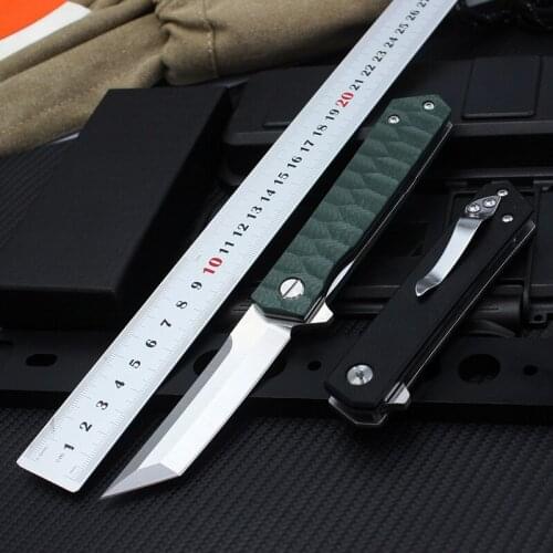 TUNAFIRE GT-888 folding knife D2 Steel and Durable Non-Slip G-10 Handle ceramics ball bearings Outdoor Hunting EDC knife Tool