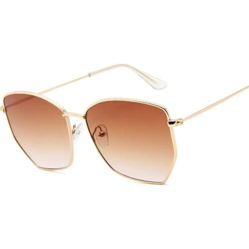 Fashion Cat Eye Sunglasses Women Brand Designer Retro Metal Frame Big Sun Glasses Female Gradient Polygon Vintage Oculos